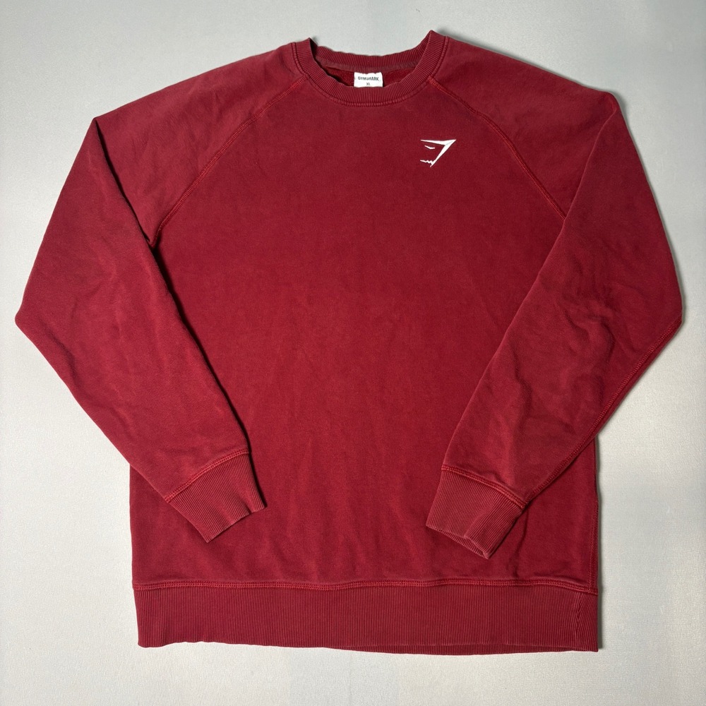 Gymshark Mens XL Burgundy Red Raglan Sleeve Crew Neck Sweatshirt GMP03983-CLR